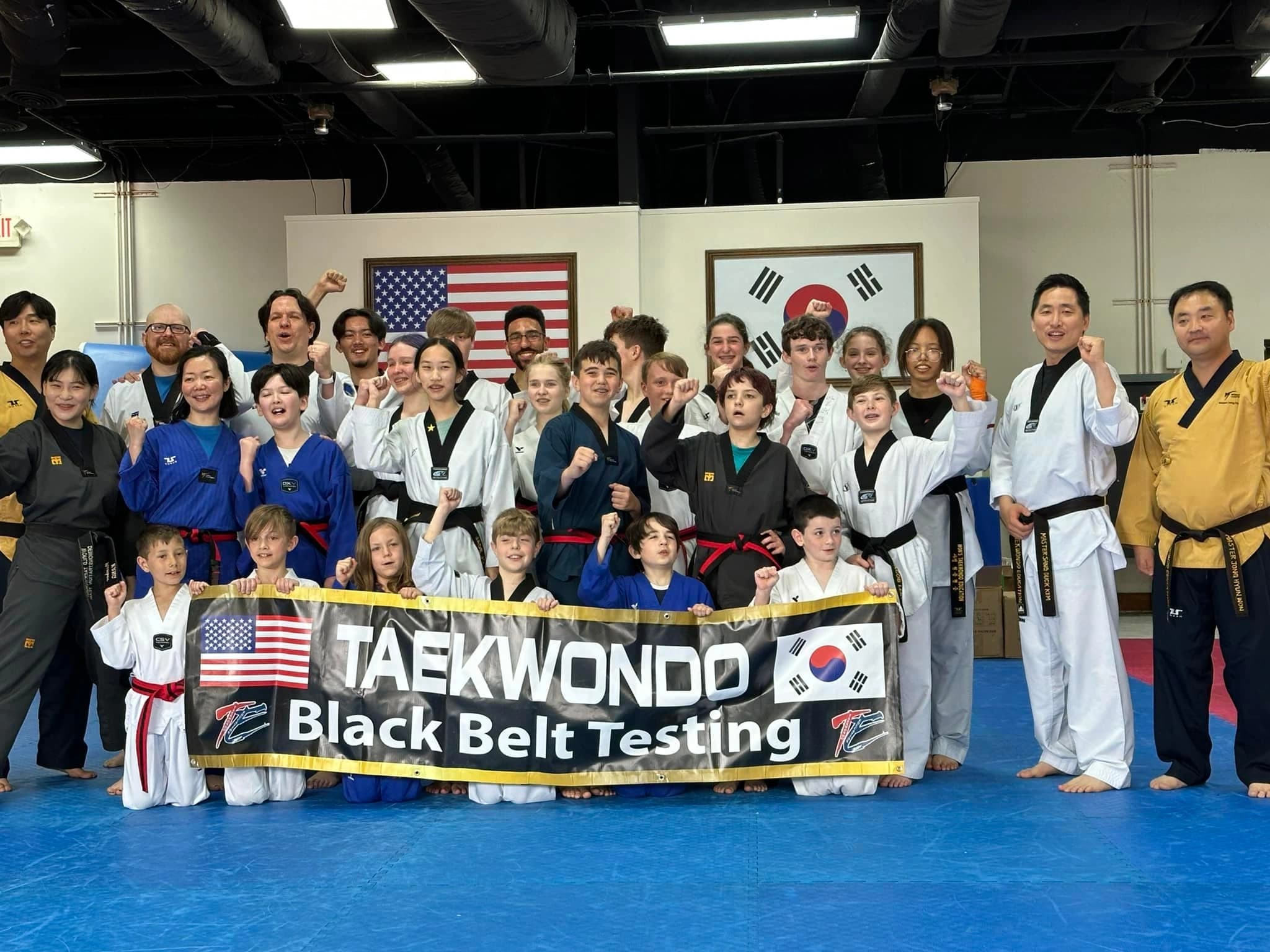 Martial arts students training